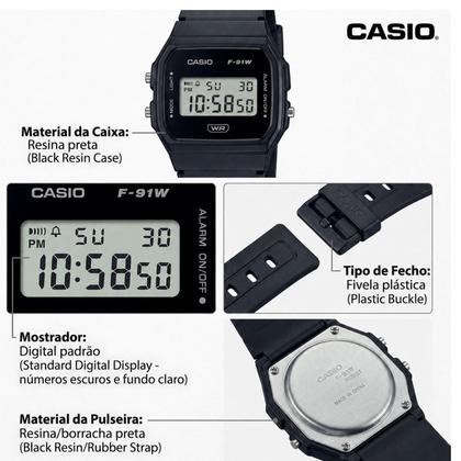 Imagem de Relógio Unissex Casio Vintage F91WB1ADFSC Preto