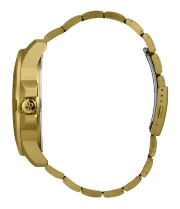Relogio Xgames Masculino dourado fundo azul aço inox grande caixa