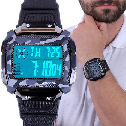 Imagem de Relógio Xufeng Preto Camuflado Com Cronometro Visor Com Números Grande