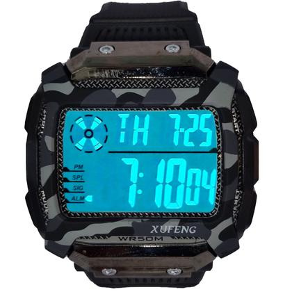 Imagem de Relógio Xufeng Preto Camuflado Com Cronometro Visor Com Números Grande