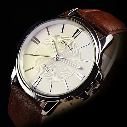 Imagem de Relógio Yazole 332 Masculino Analógico 46mm Couro