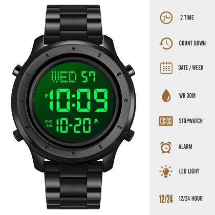 Imagem de Relógio zolohoni Black Digital Stainless Steel Waterproof Men