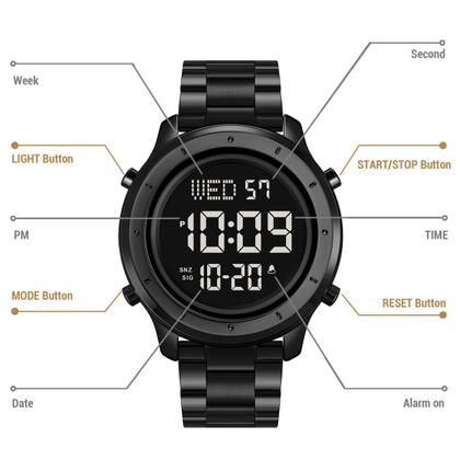 Imagem de Relógio zolohoni Black Digital Stainless Steel Waterproof Men