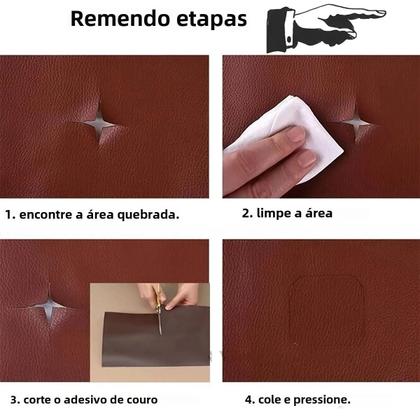 Imagem de Remendo Autoadesivo de Couro PU para Reparar Sofás, Móveis, Cadeiras, Bolsas e Sapatos