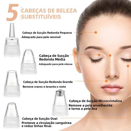 Imagem de Removedor De Cravos a Vácuo Para O Rosto Com 3 Modos De Sucção, Máquina De Limpeza De Pele,
