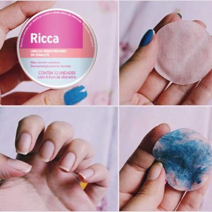 Imagem de Removedor de Esmalte Lenço Umedecidos Ricca 3 Caixas com 32un 4,4cm