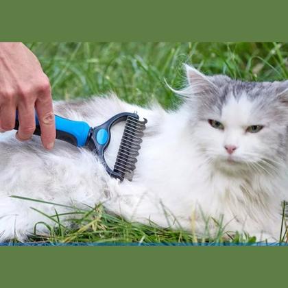 Imagem de Removedor De Pelos Rasqueadeira Profissional Desembolador Escova Dupla Rake 26 Dentes Caes Cachorro Gatos pet