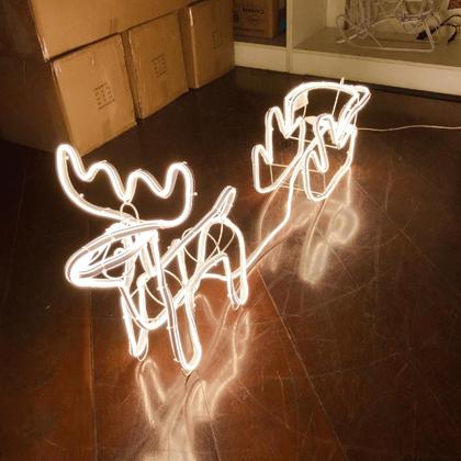 Imagem de Rena C/Trenó Natal Mangueira Luz Led Neon Decoração Natalina