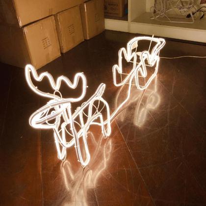 Imagem de Rena C/Trenó Natal Mangueira Luz Led Neon Decoração Natalina