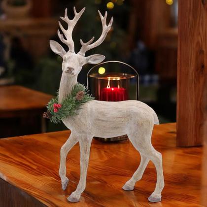 Imagem de Rena decorativa em pé c/ arranjo - 39 cm