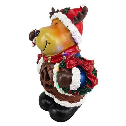 Imagem de Rena Natal Fofa Led Musica Som Natalino Decoraçao Loja Arvore Vitrine Shopping Casa Mesa Recepçao Festa Fim de Ano
