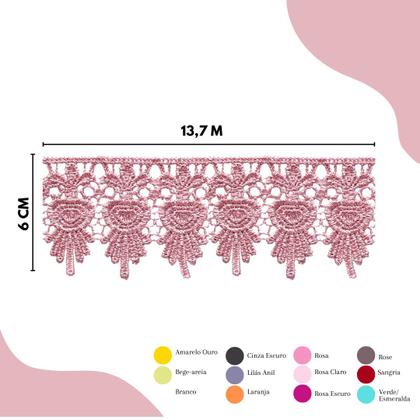 Imagem de Renda De Guipír Chl-436 - Peça Com 13,7 Metros- Rose - Nº: 135 - Nybc