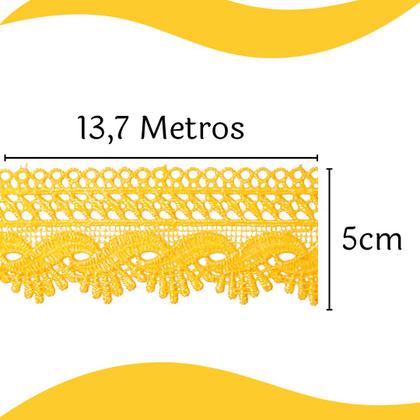 Imagem de Renda Guipír Amarelo Ouro - Rolo Com 13,7 Metros - Chl589 - Nybc