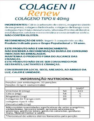 Imagem de Renew Colageno Tipo Ii + Vitaminas E Minerais C/30Caps