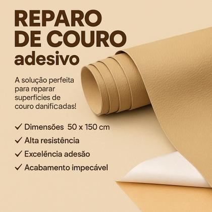 Imagem de Reparo Couro Adesivo Moto Móveis Carro Sofa Autocolante Bege