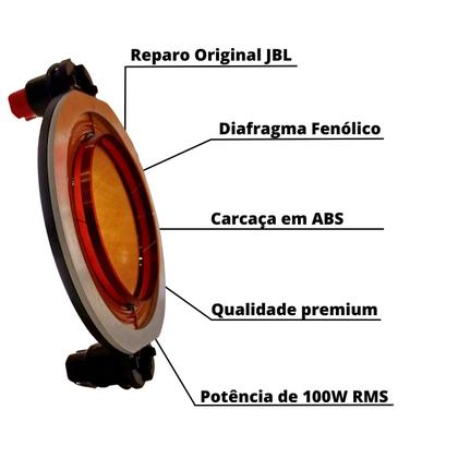 Imagem de Reparo diafragma fenólico driver d250x original selenium jbl 8 ohms rpd250x 100w rms carcaça abs