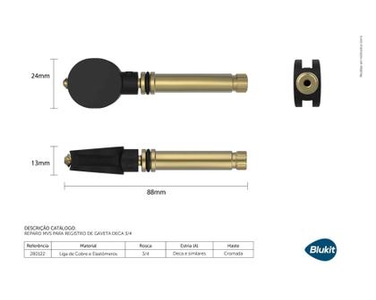Imagem de Reparo MVS para Registro de Gaveta Deca Atual  3/4 280122 Blukit