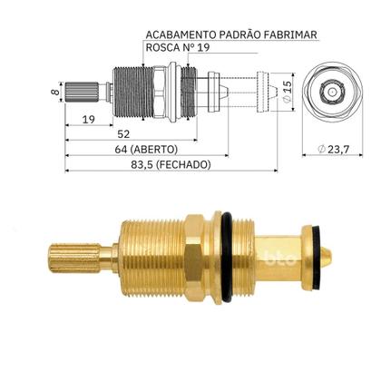 Imagem de Reparo mvs registro pressao chuveiro padrao fabrimar estria 19 com sede - bto soluções