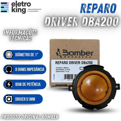 Imagem de Reparo Original Direto de Fabrica Para Driver Bomber DBA200 80 Watts RMS 8 Ohms Som automotivo