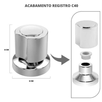 Imagem de Reparo para Registro chuveiro Rosca 2 (m18) com Acabamento C40 Metal 16 Estrias