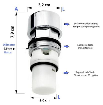 Imagem de Reparo Para Torneira Automática Temporizador Abs Cromado