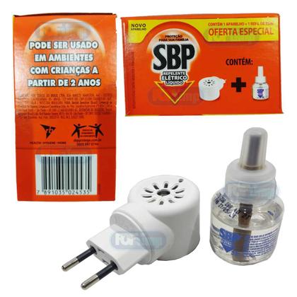 Imagem de REPELENTE ELÉTRICO LIQUIDO SBP 45 NOITES APARELHO COM REFIL 35ml