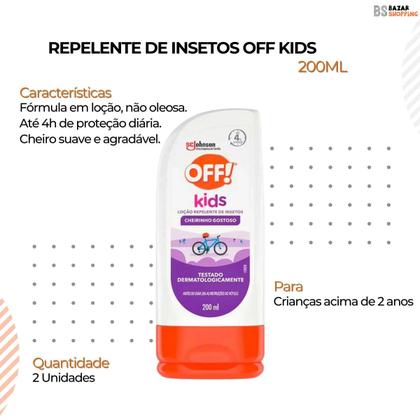 Imagem de Repelente Infantil Off Kids 200ml Cheirinho Gostoso 2 Uni