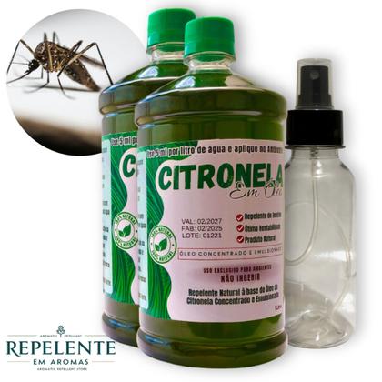Imagem de Repelente - óleo de Citronela Concentrado TOP: 2 x 1L + 1 Spray - faz 400L de Repelente de Ambientes