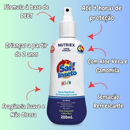 Imagem de Repelente Spray Sai Inseto Kids 200ml - Proteção Por Até 4 Horas