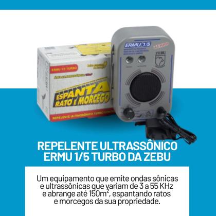 Imagem de Repelente ultrassônico sonoro ermu 1-5 turbo zebu espanta rato morcego gamba