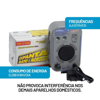 Imagem de Repelente ultrassônico sonoro ermu 1-5 turbo zebu espanta rato morcego gamba