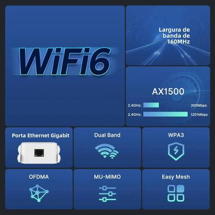 Imagem de Repetidor De Sinal WiFi 6 De Banda Dupla AX1500 2.4G 5GHz Extensor Sem Fio Amplificador Modo
