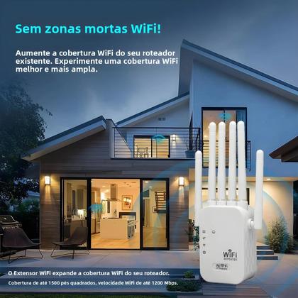 Imagem de Repetidor Extensor De Sinal WiFi Sem Fio Dual-Band 1200Mbps 2.4G 5G 802.11ac Amplificador De