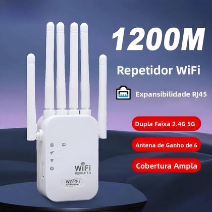 Imagem de Repetidor Extensor De Sinal WiFi Sem Fio Dual-Band 1200Mbps 2.4G 5G 802.11ac Amplificador De