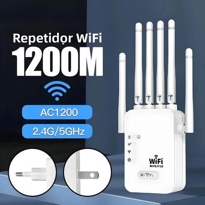 Imagem de Repetidor Extensor De WiFi Sem Fio 1200Mbps 2.4G 5G Amplificador De Rede 360 graus Cobertura De Sinal