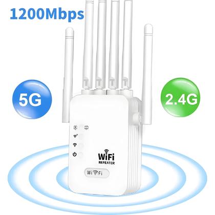 Imagem de Repetidor Extensor De WiFi Sem Fio 1200Mbps 2.4G 5G Amplificador De Rede 360 graus Cobertura De Sinal