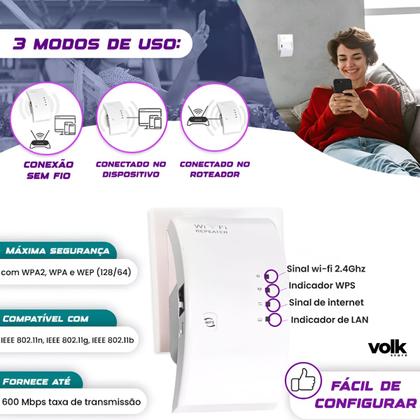 Imagem de Repetidor Wi-Fi Sinal Wiriless Amplificador Extensor Potente