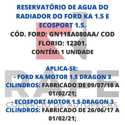 Imagem de Reservatório de água do radiador do ford ka 1.5 e ecosport 1.5