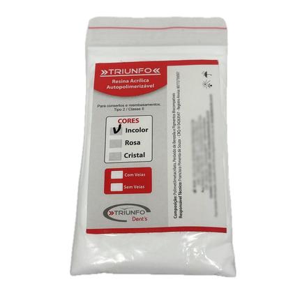 Imagem de Resina Acrílica Auto Pó Incolor 40g Consertos Reparos Triunfo