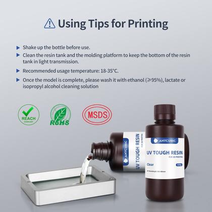 Imagem de Resina de impressora 3D ANYCUBIC Tough 2.0 de alta tenacidade 500g