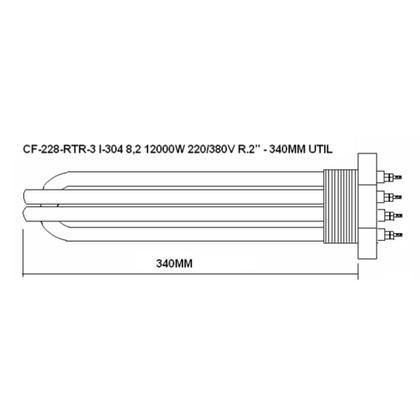 Imagem de Resistência Elétrica Aquecedor Piscina Turbohot Sauna Sodramar 12000w 220/380v 300mm Rosca 2"