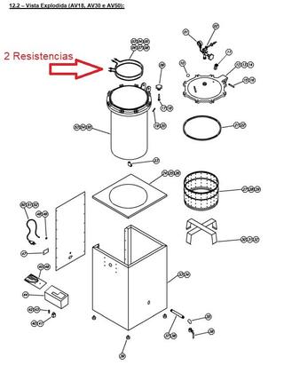 Imagem de Resistencia Eletrica Autoclave Phoenix Prismatec 1500w 50l