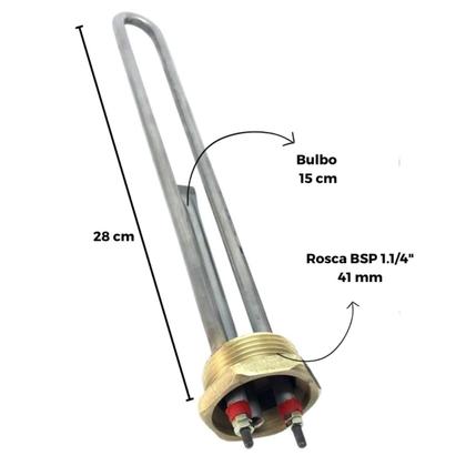Imagem de Resistência Elétrica Para Aquecedor Solar Boiler Com Bulbo 1.1/4 3000w 220v
