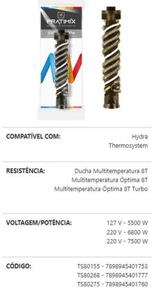 Imagem de Resistencia Hydra Thermosystem Multi Optima 8T 127v 5500w