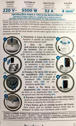 Imagem de Resistência Hydra Torneira Eletrônica PuraVitta  220v 5500w