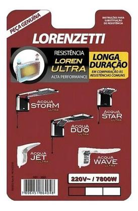 Imagem de Resistência Lorenzetti Ducha Acqua Ultra 3065-b 220v 7800w