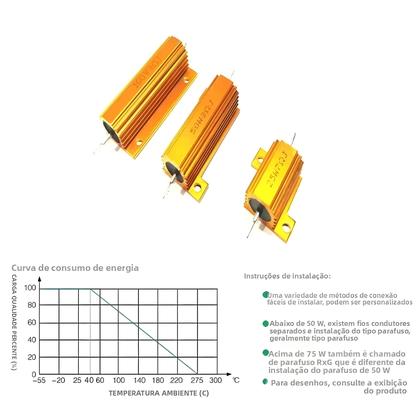 Imagem de Resistor De Fio Enrolado De Alta Potência Com Carcaça De Alumínio Metálico 0.1 a 1Kohm Carga 10W 25W