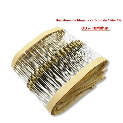 Imagem de Resistores de Filme de Carbono 5% (100 Peças) - 1R a 10M Ohms - 1/4W