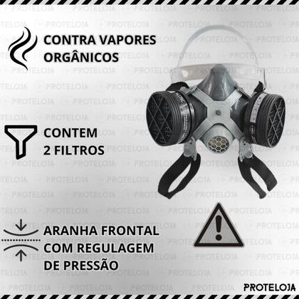 Imagem de Respirador Máscara de Proteção Vapores Orgânicos e Óculos de Segurança