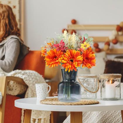 Imagem de Restos de flores artificiais com vaso Gerbera Daisy Orchid Wheat